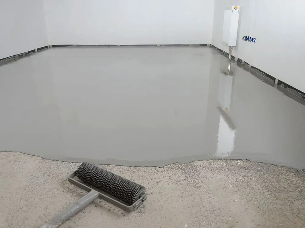 Self-leveling concrete application